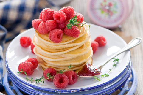 Обои Tasty Raspberry Pancakes 480x320