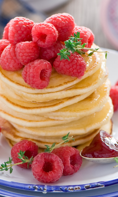 Tasty Raspberry Pancakes wallpaper 480x800
