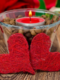 Red Hearts And Candle screenshot #1 240x320