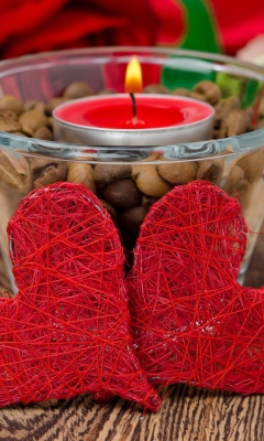 Red Hearts And Candle screenshot #1 240x400