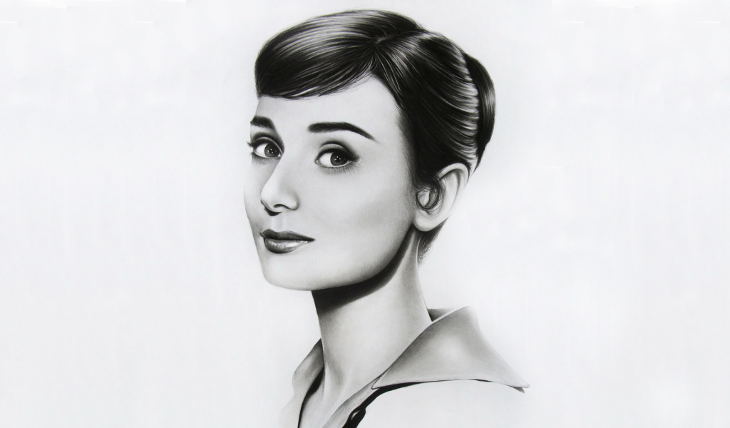 Fondo de pantalla Audrey Hepburn Portrait 1024x600