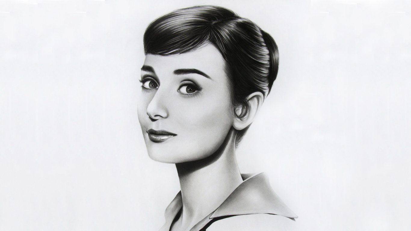 Audrey Hepburn Portrait wallpaper 1366x768