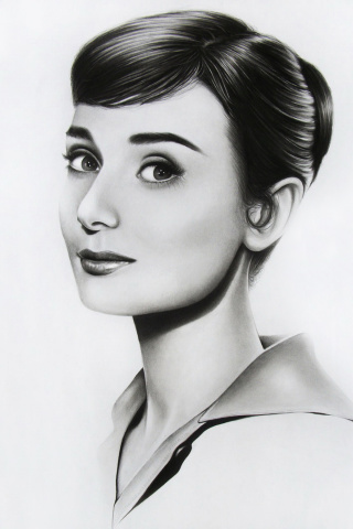 Das Audrey Hepburn Portrait Wallpaper 320x480
