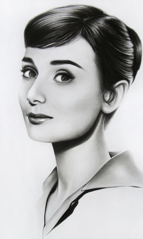 Das Audrey Hepburn Portrait Wallpaper 480x800