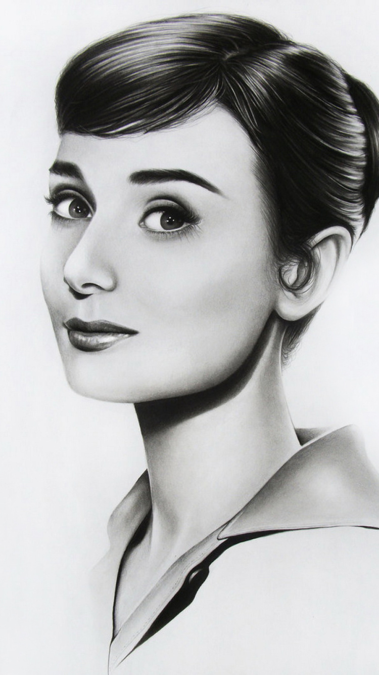 Audrey Hepburn Portrait wallpaper 750x1334
