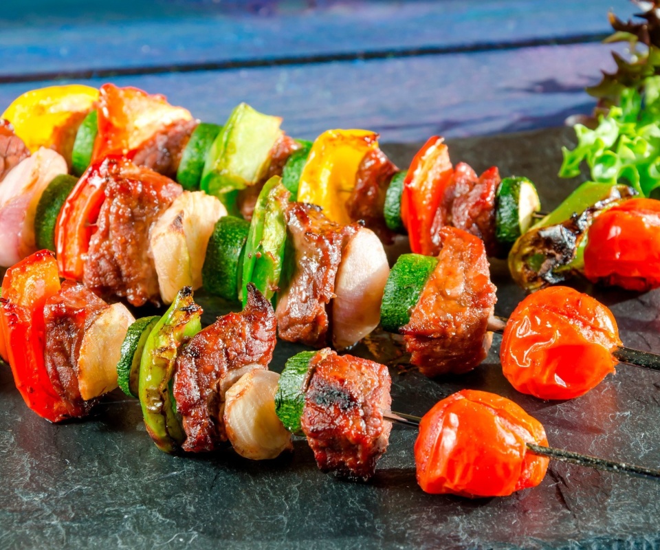 Shish kebab barbecue wallpaper 960x800