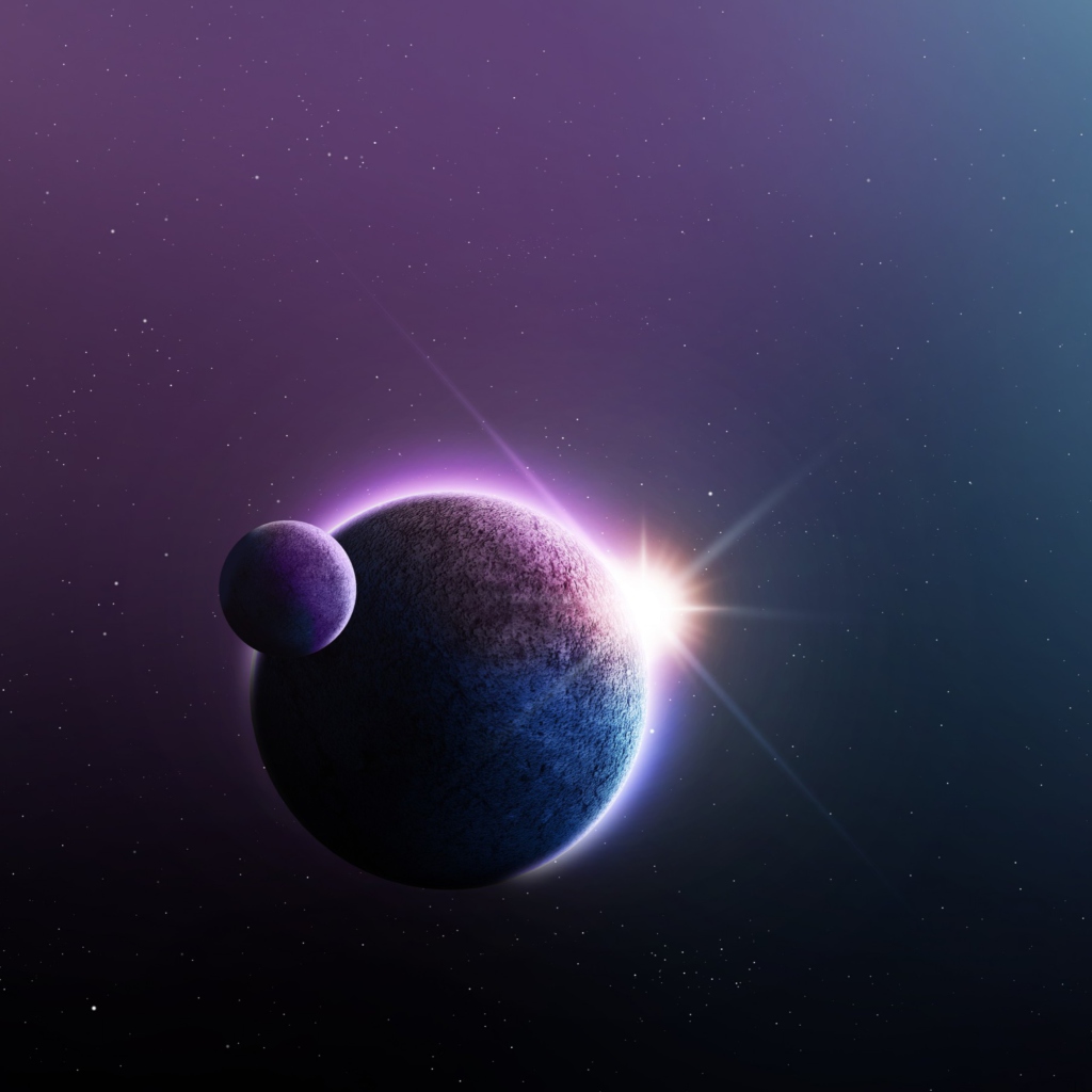 Planet, Sun And Satellite wallpaper 1024x1024