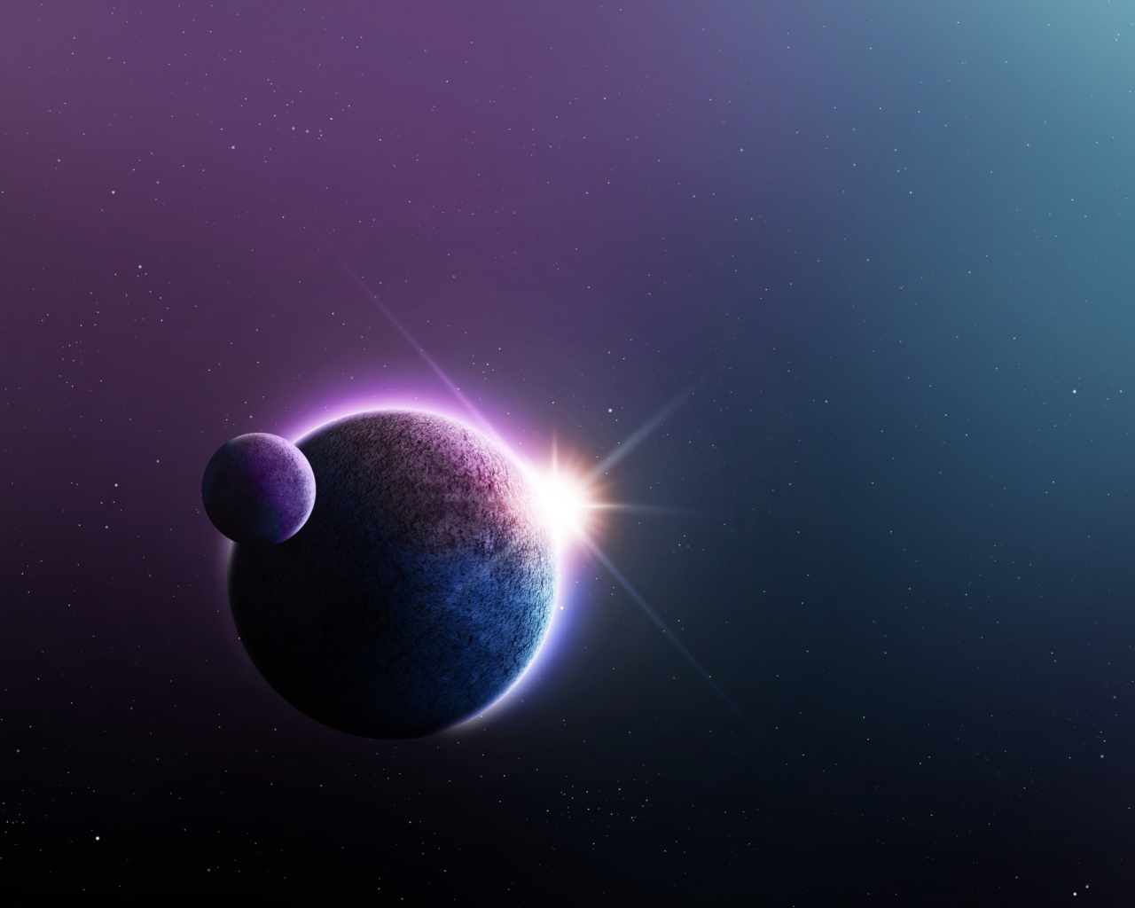 Das Planet, Sun And Satellite Wallpaper 1280x1024