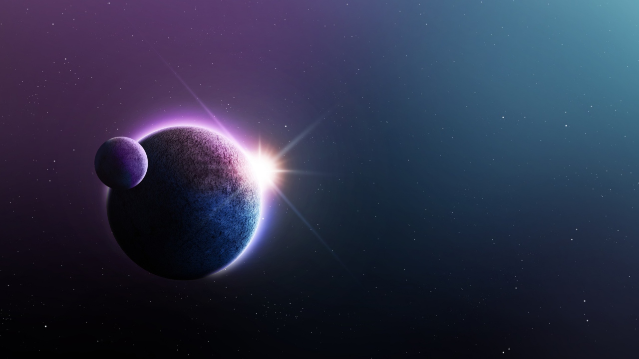 Planet, Sun And Satellite wallpaper 1280x720