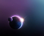 Planet, Sun And Satellite wallpaper 176x144