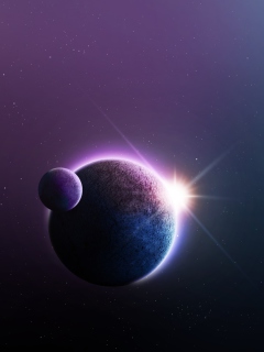 Fondo de pantalla Planet, Sun And Satellite 240x320