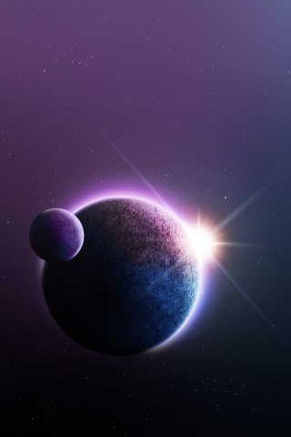 Planet, Sun And Satellite wallpaper 320x480