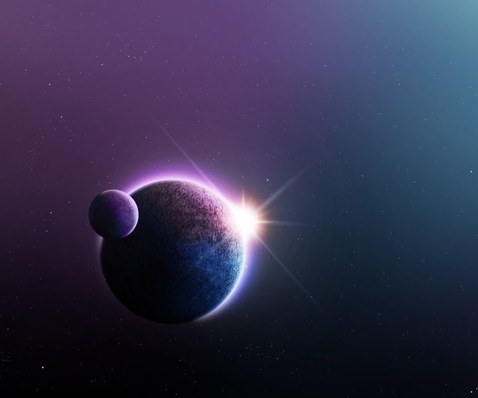 Planet, Sun And Satellite wallpaper 960x800