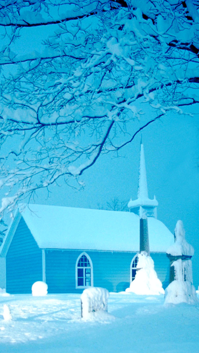 Sfondi Winter Church and Chapel 640x1136