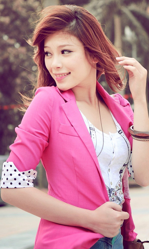 Asian Redhead Girl wallpaper 480x800