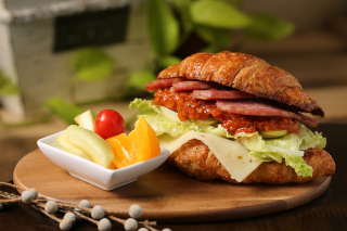 Croissant with ham Picture for Android, iPhone and iPad