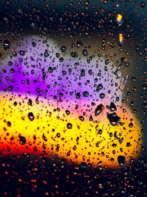 Blurred Drops on Glass wallpaper 480x640