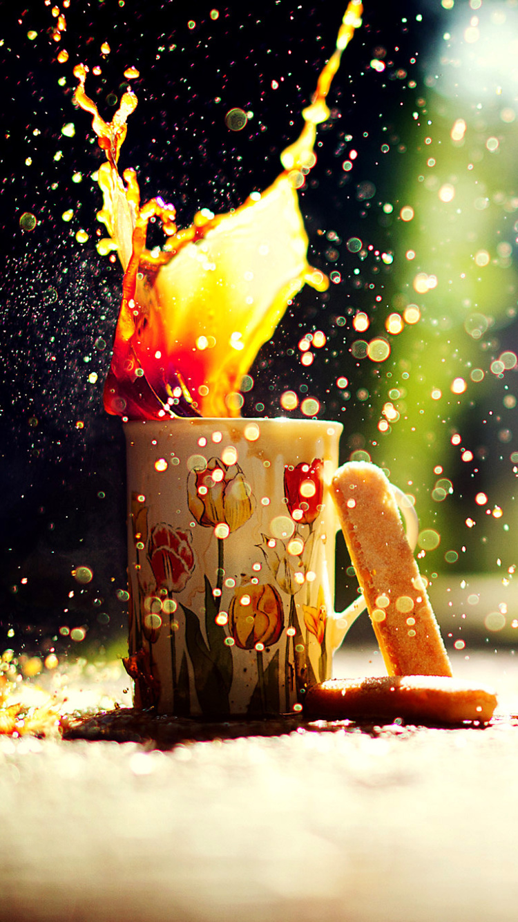 Sfondi Coffee splashes bokeh 750x1334