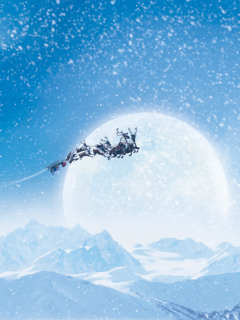 Das Santa's Sleigh And Reindeers Wallpaper 240x320
