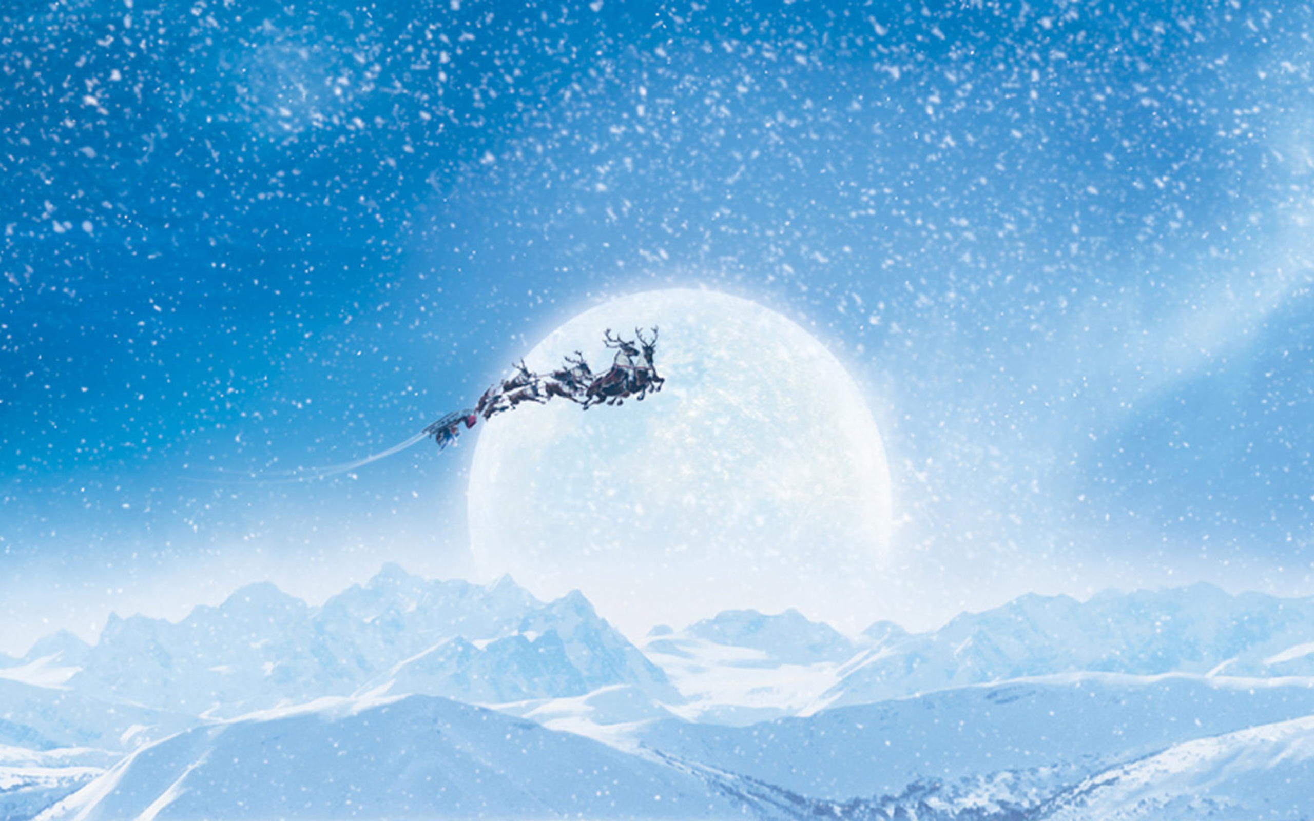 Das Santa's Sleigh And Reindeers Wallpaper 2560x1600