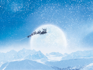Das Santa's Sleigh And Reindeers Wallpaper 320x240