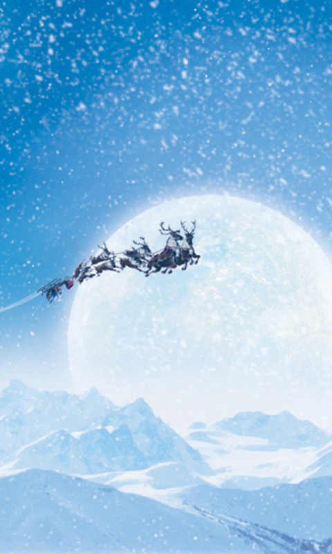 Das Santa's Sleigh And Reindeers Wallpaper 480x800