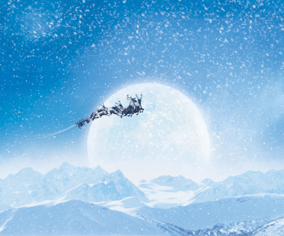 Das Santa's Sleigh And Reindeers Wallpaper 960x800
