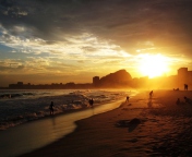 Fondo de pantalla Copacabana Beach Sunset 176x144