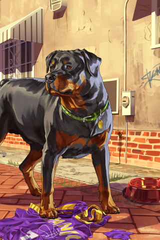 Fondo de pantalla Grand Theft Auto V Dog 320x480