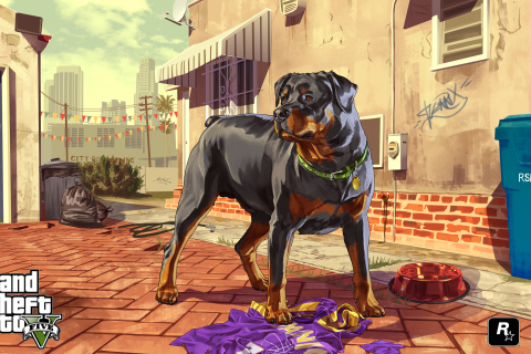 Grand Theft Auto V Dog wallpaper 480x320