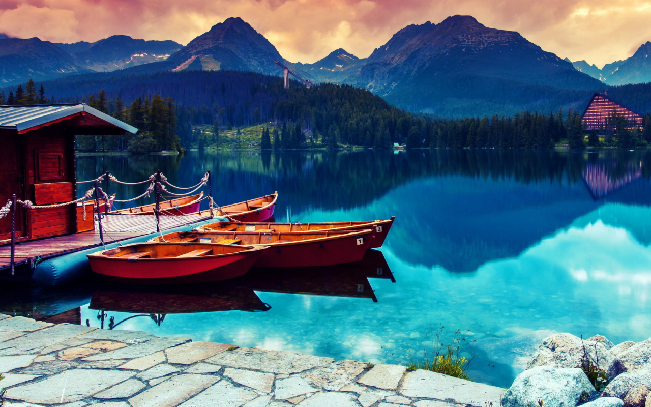 Das Beautiful Lake Sunset Wallpaper 1280x800