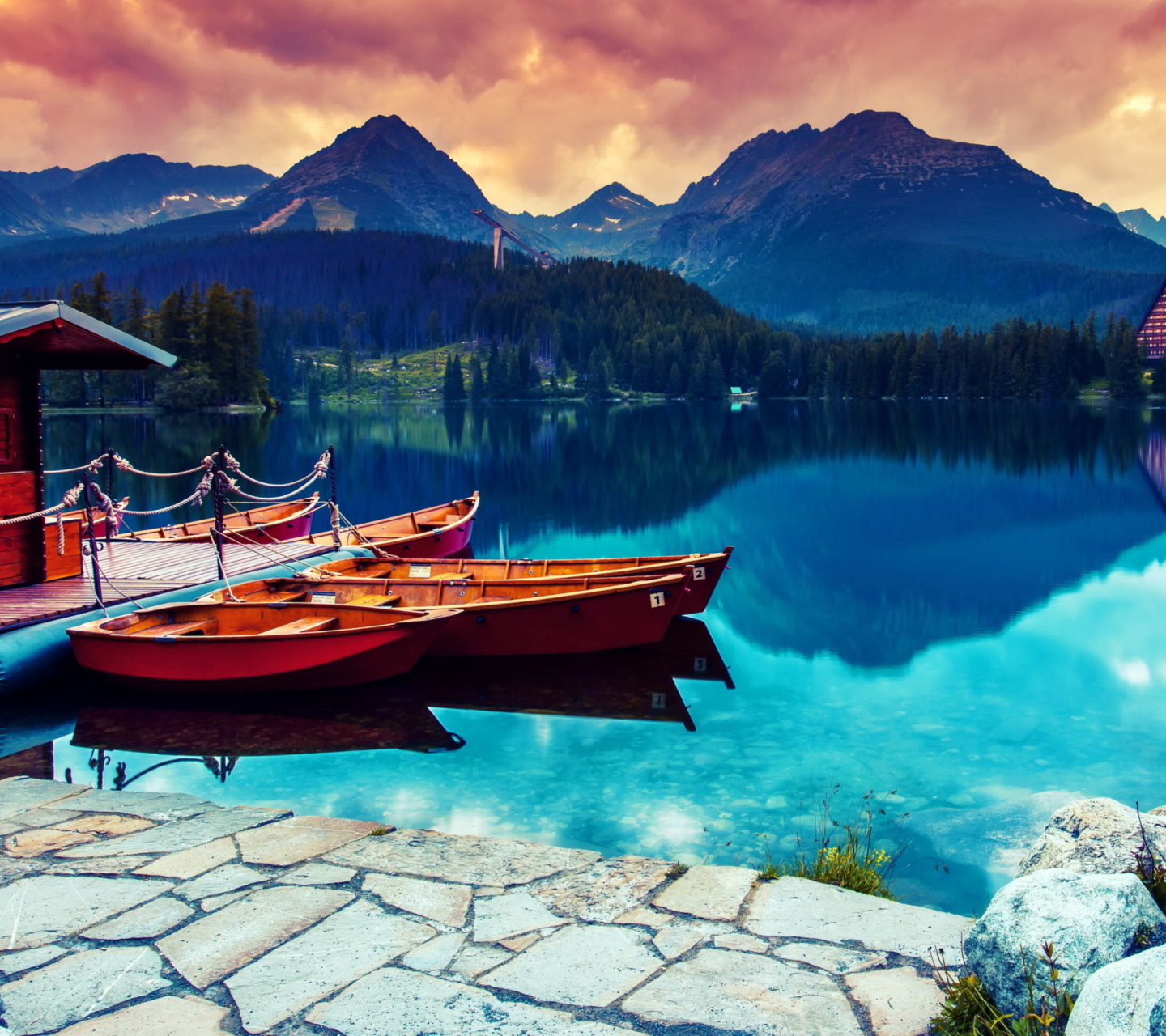Fondo de pantalla Beautiful Lake Sunset 1440x1280