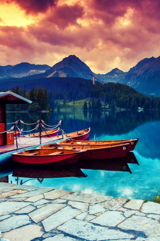 Das Beautiful Lake Sunset Wallpaper 320x480