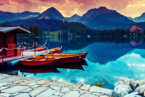 Fondo de pantalla Beautiful Lake Sunset 480x320