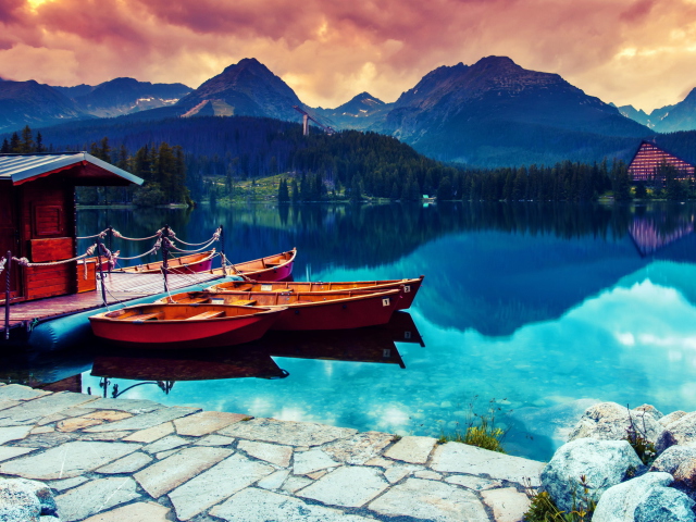 Das Beautiful Lake Sunset Wallpaper 640x480