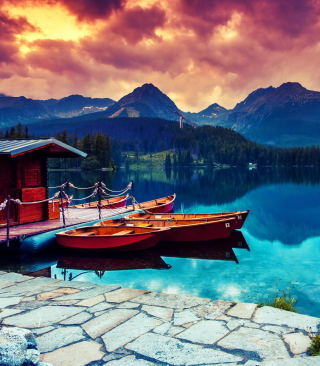 Beautiful Lake Sunset sfondi gratuiti per iPhone 4S