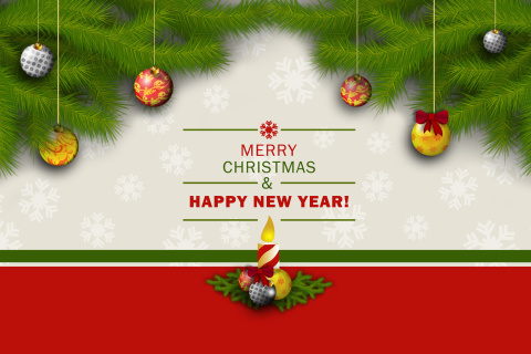 Merry Christmas and Happy New Year wallpaper 480x320