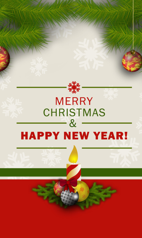 Sfondi Merry Christmas and Happy New Year 480x800