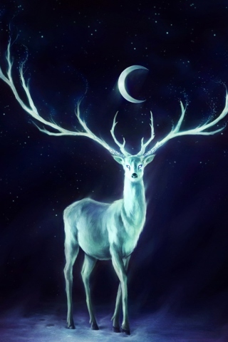 Обои Magic Deer Painting 320x480