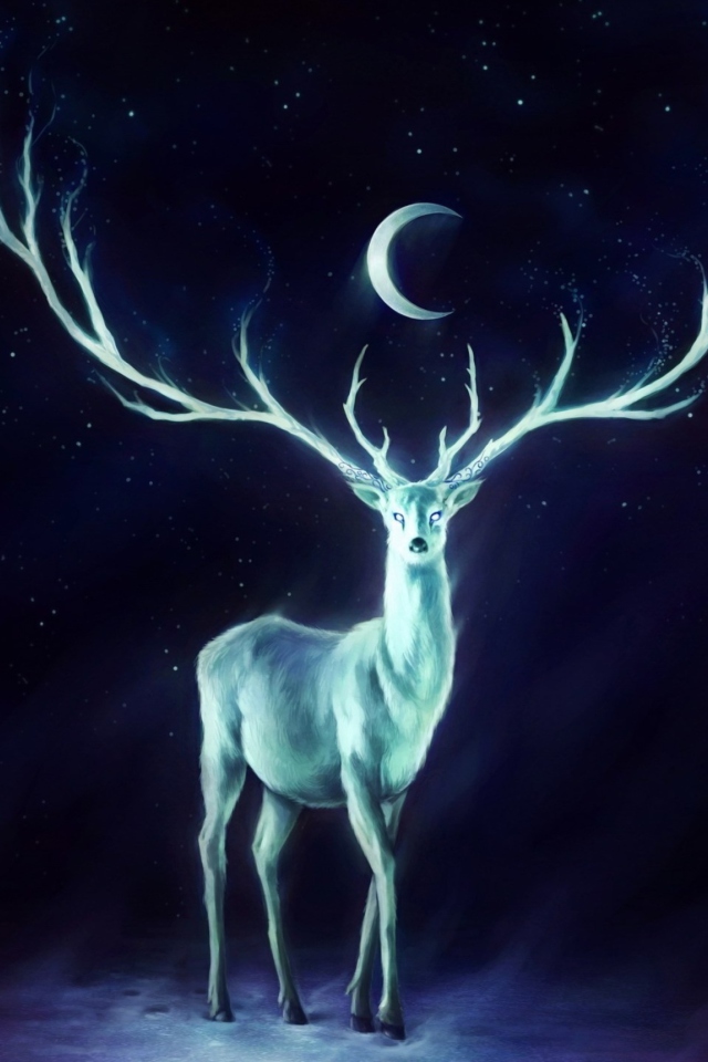 Fondo de pantalla Magic Deer Painting 640x960