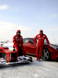 Fondo de pantalla Fernando Alonso in Ferrari 240x320