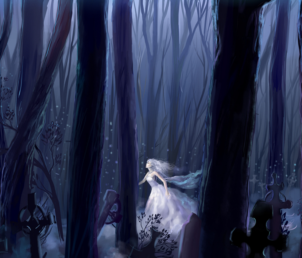 Sfondi White Princess In Dark Forest 1200x1024
