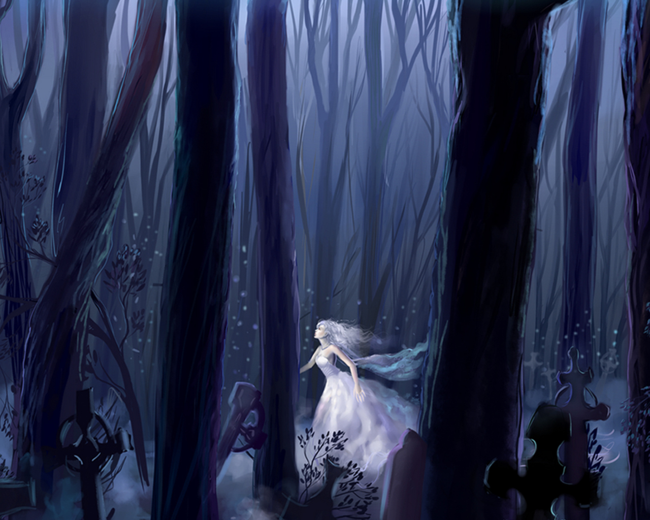 Screenshot №1 pro téma White Princess In Dark Forest 1280x1024