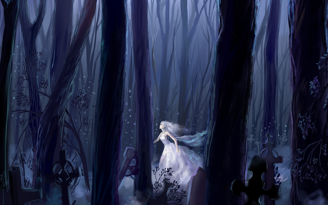 Screenshot №1 pro téma White Princess In Dark Forest 1280x800