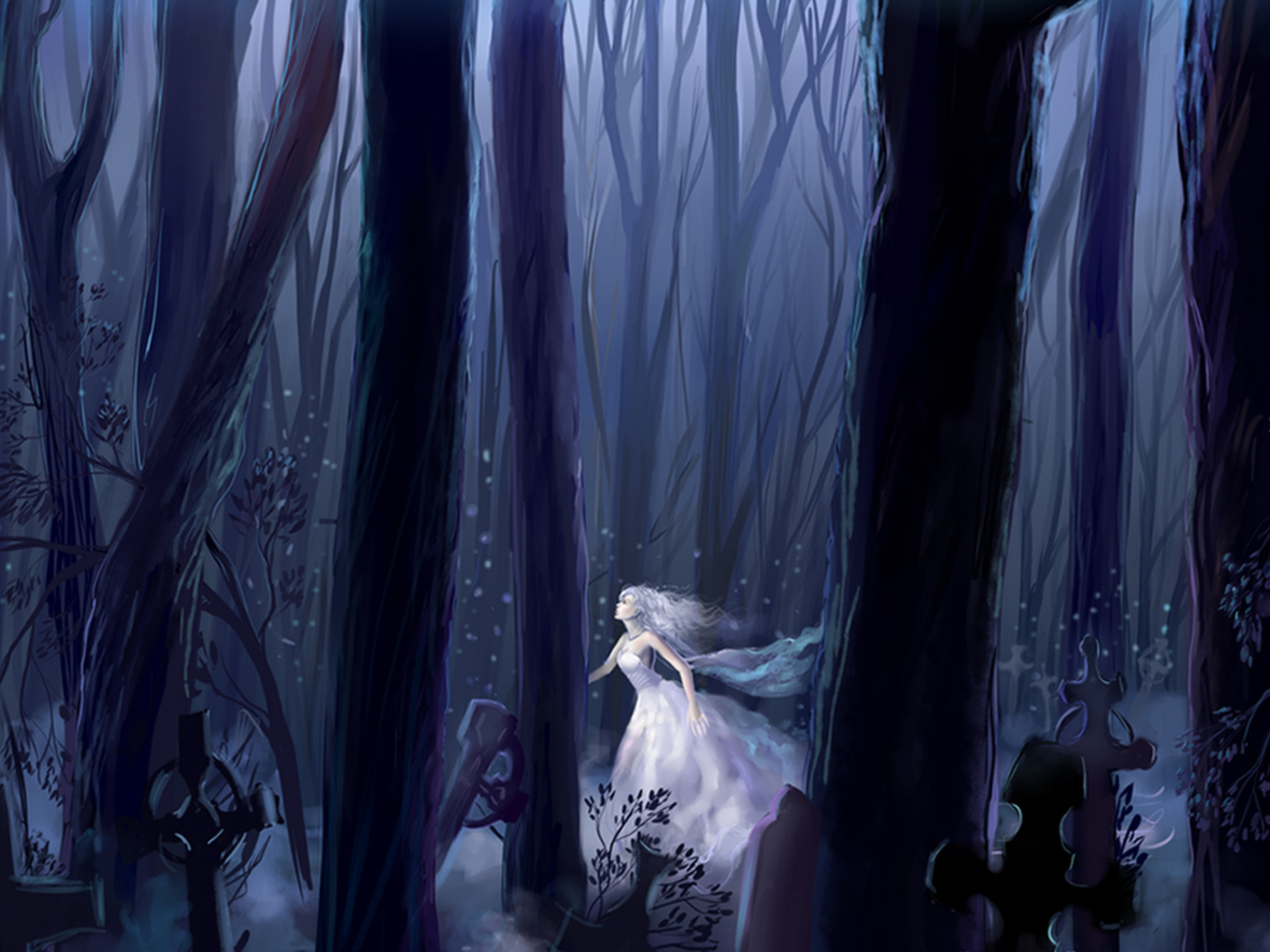 Обои White Princess In Dark Forest 1400x1050