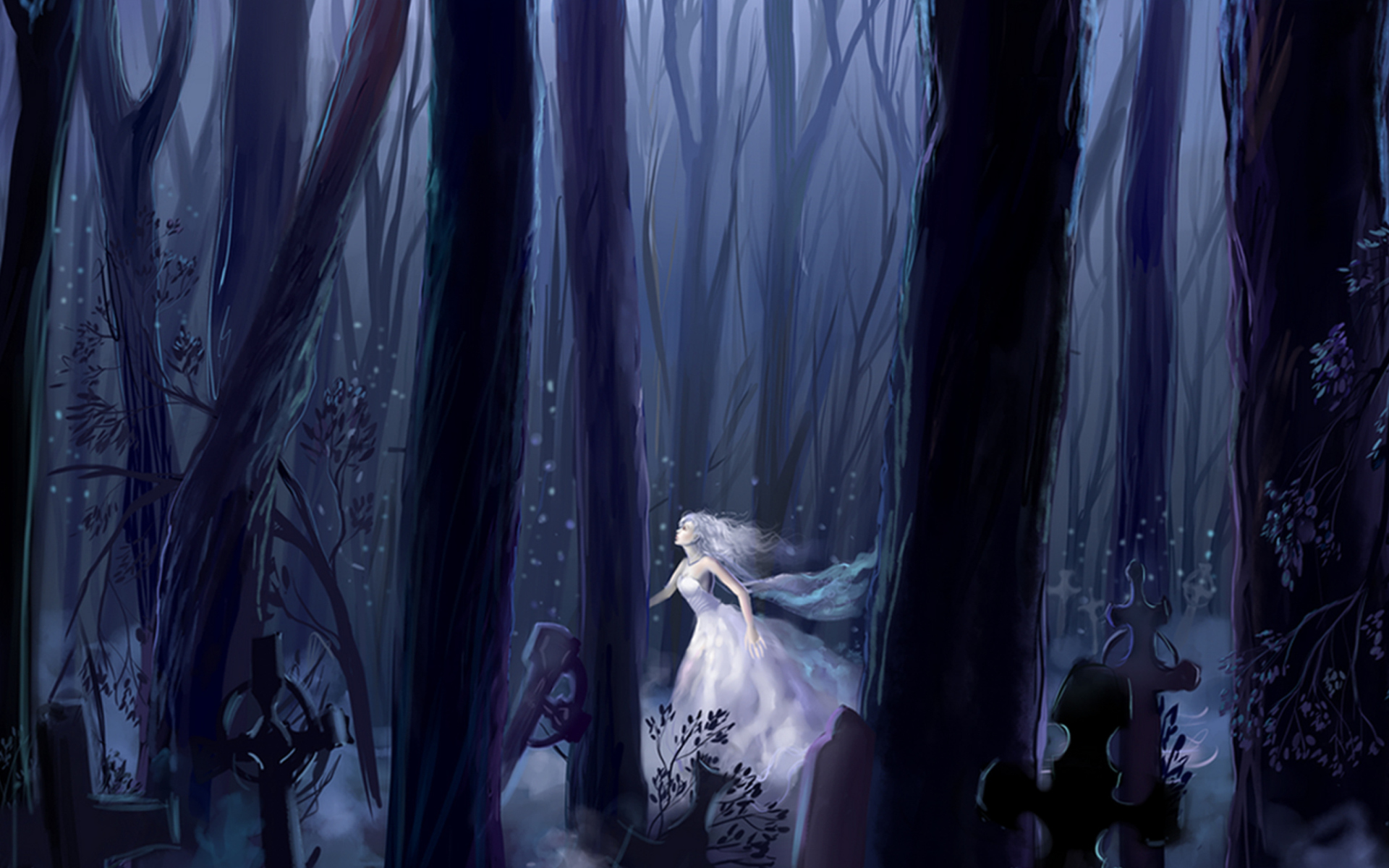 Das White Princess In Dark Forest Wallpaper 1920x1200