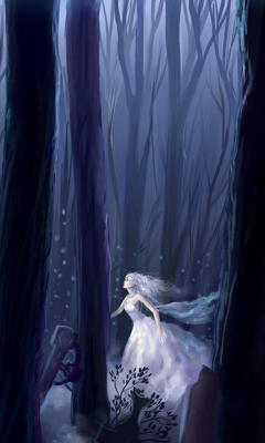 White Princess In Dark Forest wallpaper 240x400