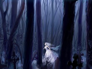 Sfondi White Princess In Dark Forest 320x240