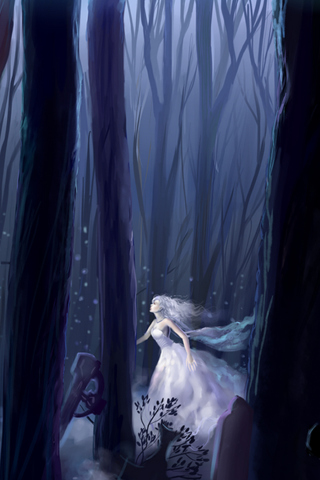 White Princess In Dark Forest wallpaper 320x480