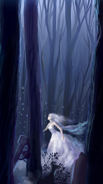 White Princess In Dark Forest wallpaper 360x640
